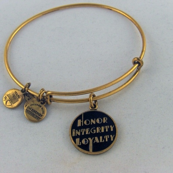 Alex and ani gold bracelet integrity loyalty honesty - Picture 1 of 5